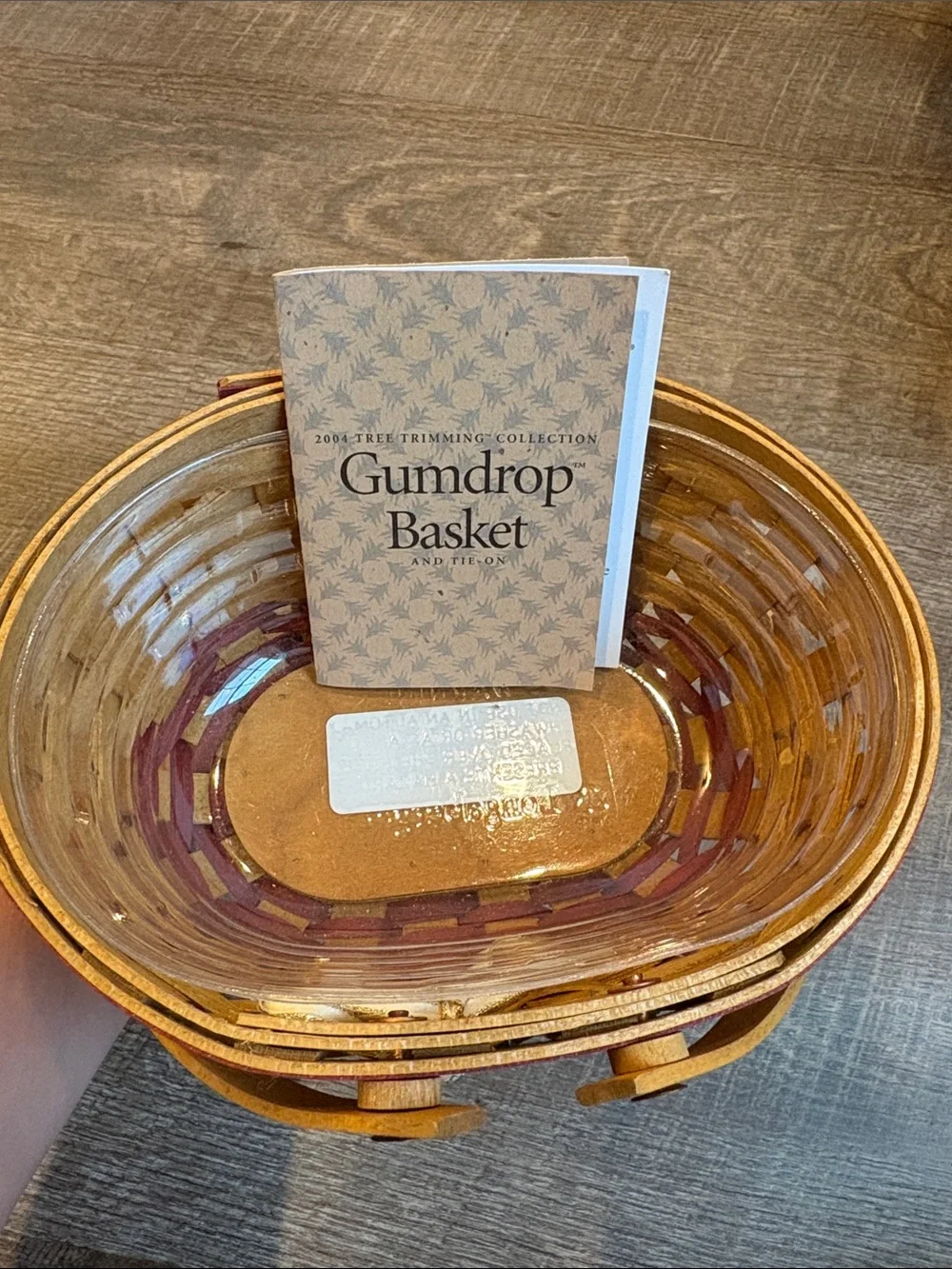 Longaberger 2004 Gumdrop Tree Trimming Christmas Basket with Tie On & Protector